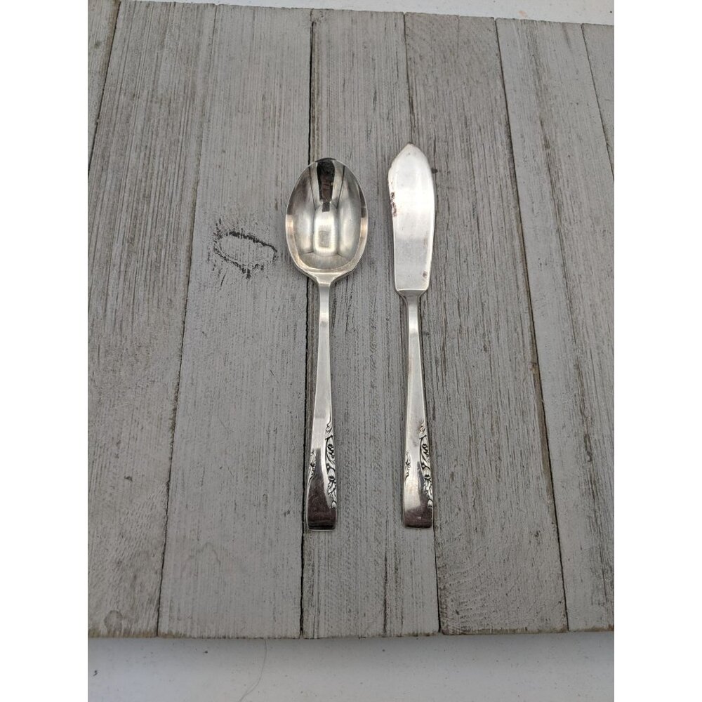 Vintage 1881 Rogers Proposal Silverplate Flatware Butter Knife Jelly Spoon